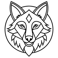 Mandala Wolf Line Art Vector Illustration