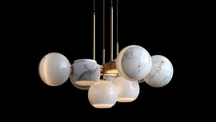 Modern chandelier with marble globes