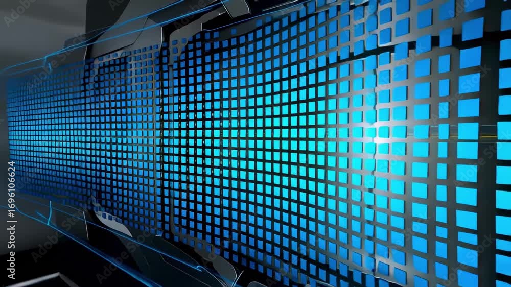 Poster futuristic technology blue grid background animation loop for presentation and design 1080p