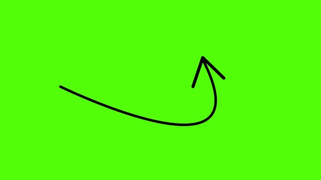 Hand Drawn Arrow Animated Looping Black Arrow on Green Screen Animation Pointing Upward Chroma Key Graphics and Motion