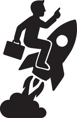 Silhouette of a startup rocket launch, simple editable vector illustration design.