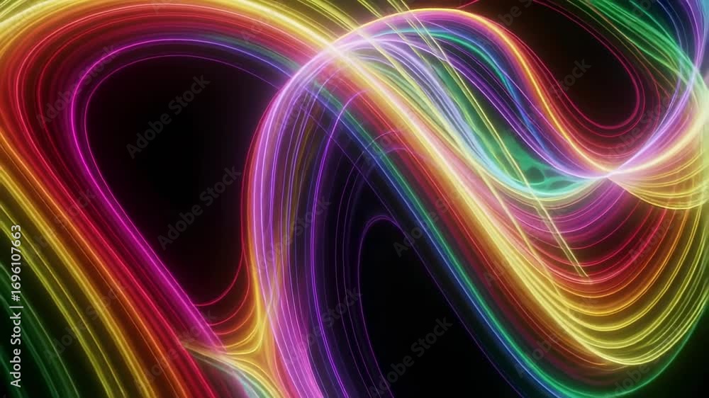 Poster colorful abstract glowing lines background animation vibrant light trails motion graphics design 100