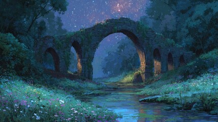 Fototapeta premium Mystic bridge at night