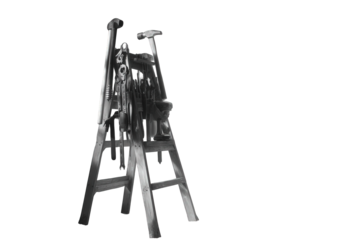 Heavy-Duty Metal Industrial Ladder on Transparent Background