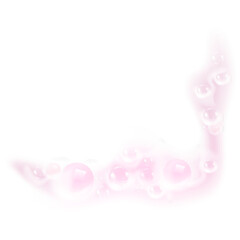 Isolated pink foam with soap bubbles. Cleaning and washing, hygiene and freshness. Suitable for detergent, shampoo, shower gel, or shaving product design.