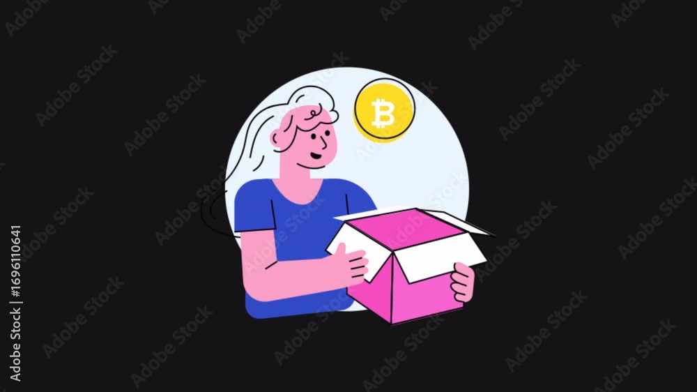 Poster bitcoin box 2d motion graphics animation alpha channel