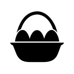 Silhouette of a Basket Containing Rounded Items, Suitable for Icon Design