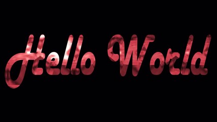 Hello world in reflective red font for greeting cards, social media posts, website banners, and advertising materials. Ideal for digital designs.