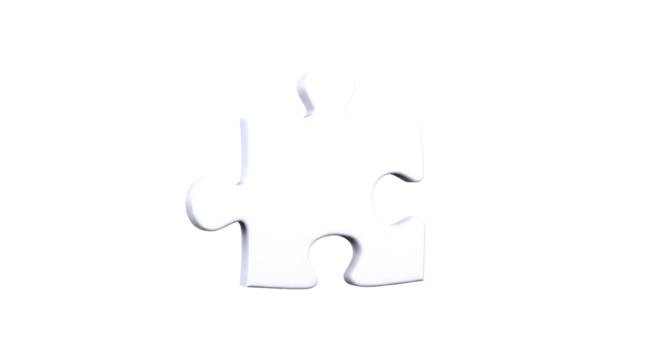 missing piece puzzle 3d model for solution, connection, and unity concepts, isolated on transparent background