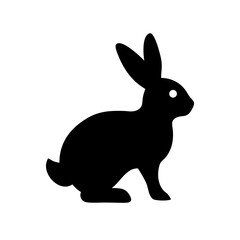 A minimalist silhouette of a rabbit with long ears and soft body