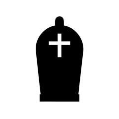 Obraz premium Simple Black and White Mitre Symbol with Christian Cross in the Middle