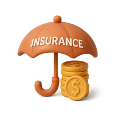 3d umbrella with insurance tag icon for finance and protection design