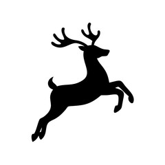 Silhouette of Reindeer leaping, a beautiful majestic Christmas Holiday season illustration