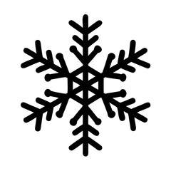 A black snowflake on a white background, simple winter illustration