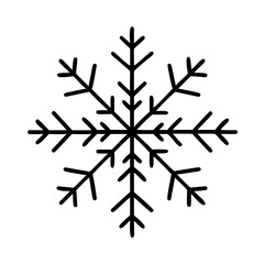 Simple line drawing of a detailed snowflake perfect for winter crafts