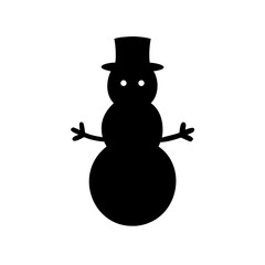 Silhouette of a whimsical snowman with a top hat perfect for winter crafts