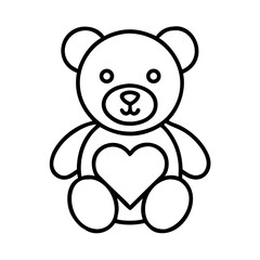 Minimalist Valentine's Day Teddy Bear Illustration with a Heart on its Chest