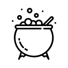 Icon of a witches cauldron with bubbles and a stirring stick