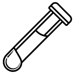 Medical Blood Sample Tube Line Art Vector