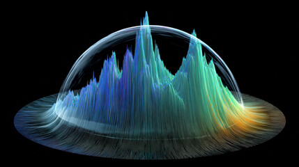 ring of audio spectrogram peaks fading as they enter soft gradient bubble noise cancellation concept illustration concept scene visual for commercial design use high detail quality stock image illustr