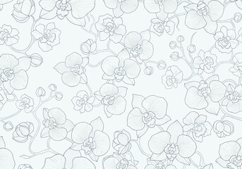 Elegant orchid floral sketch pattern delicate botanical artistry beautiful blossoms detailed outline design sophisticated nature motif