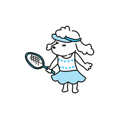 テニスをする犬のイラスト