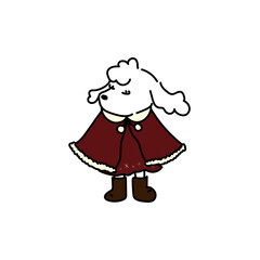 ウィンターコートを着る犬のイラスト