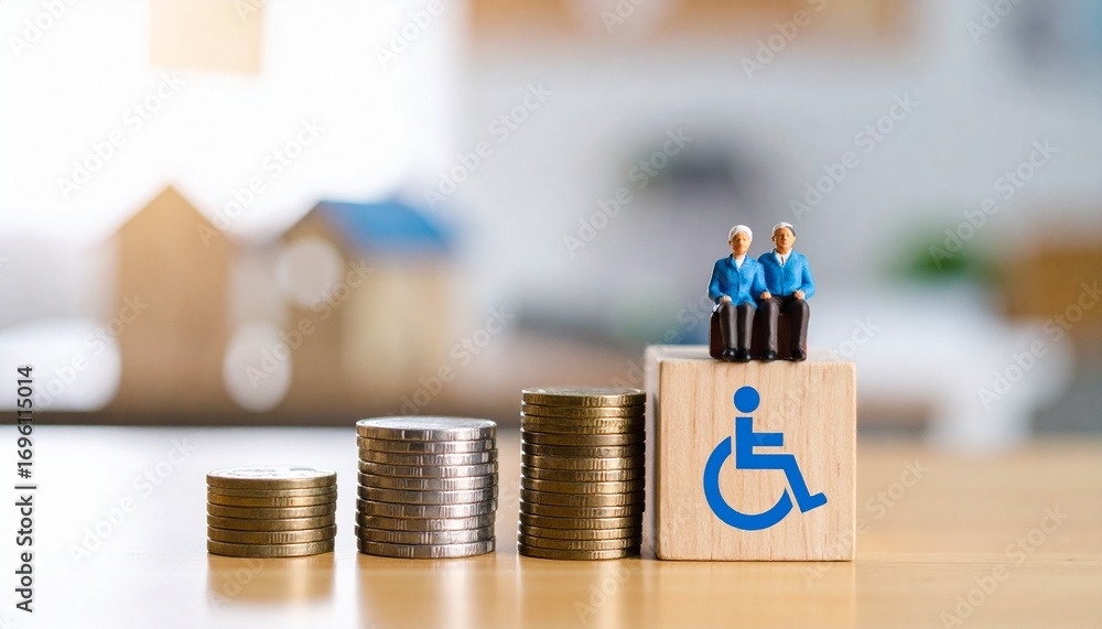 Poster a visual representation of financial support for elderly and disabled people. the image displays sta