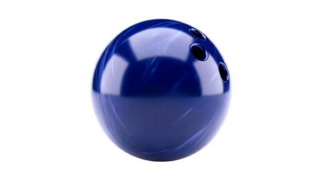 deep blue bowling ball precise 3d model for game assets, vfx, and animations, isolated on transparent background