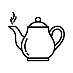 Obraz premium A steaming teapot, line art illustration, simple design, kitchenware.