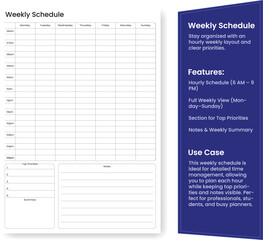 Obraz premium schedule,weekly,layout modern flat vector illustration for task organizer design vector graphic for productivity app