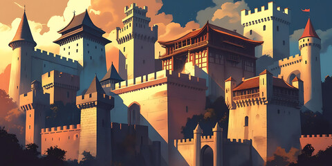 Castle towers against sky