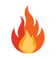 A fiery blaze vector icon set featuring a collection of hot orange and yellow flames, a burning symbol of heat and danger