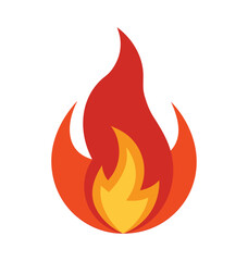 Vector fire flame icon set with burning blaze and heat illustration design