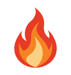 Vector fire flame icon set with burning blaze heat and flammable symbol design illustration