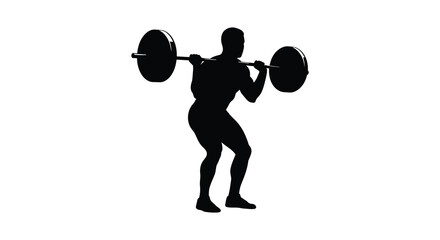 a silhouette figure lifting weights in gym setting