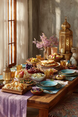 create stunning festive table setting featuring virtual dishes and ornate decor inspired by eastern traditions
