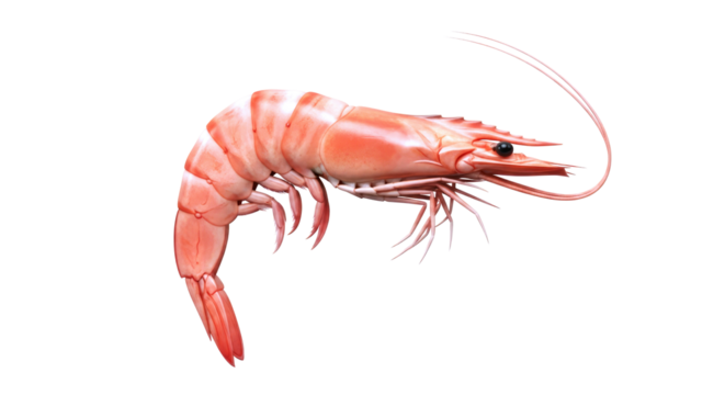pink shrimp 3d model ocean delicacy, seafood feast, culinary delight, isolated on transparent background - Powered by Adobe
