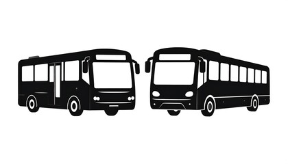 Two black silhouette bus icons
