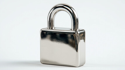 Silver padlock isolated with transparent background