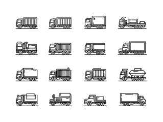 Truck heavy vehicle simple line illustration