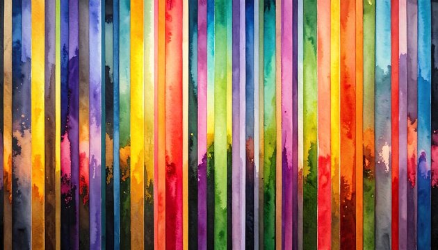 Vibrant vertical stripes of blended watercolor colors