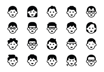 Black and White Minimalist Avatar Icon Set