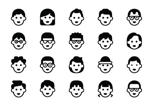 Black and White Minimalist Avatar Icon Set
