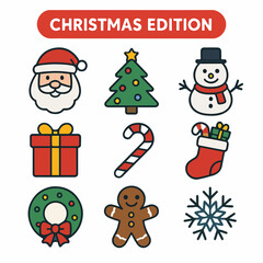 Christmas Edition Icon Set Featuring Holiday Elements