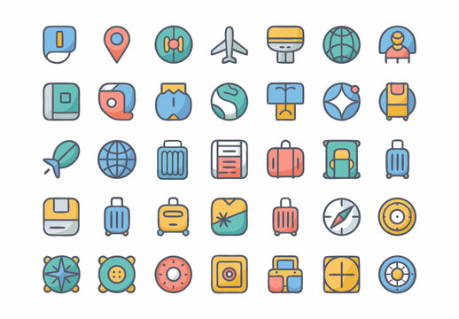 Travel and Navigation Icon Pack Flat Vector UI Icons