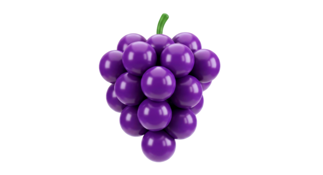 delightful cartoon grapes 3d model for playful animations and childrens games, isolated on transparent background