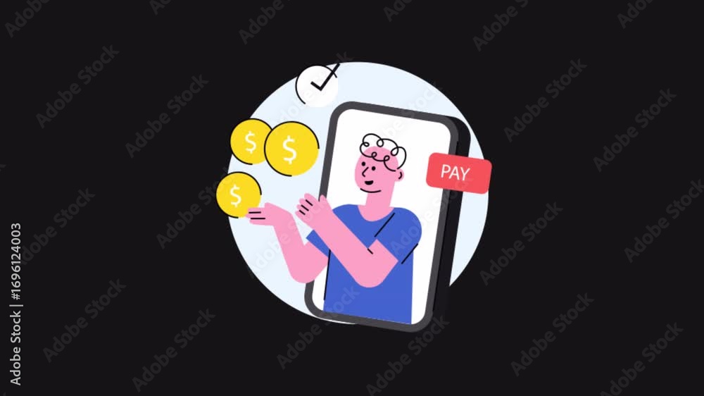 Poster digital payment 2d motion graphics animation alpha channel