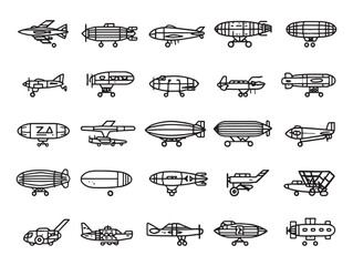 Zeppelin ultra minimalist 2D line drawing