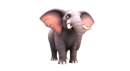 playful cartoon elephant 3d model for kids games and adorable animations, isolated on transparent background